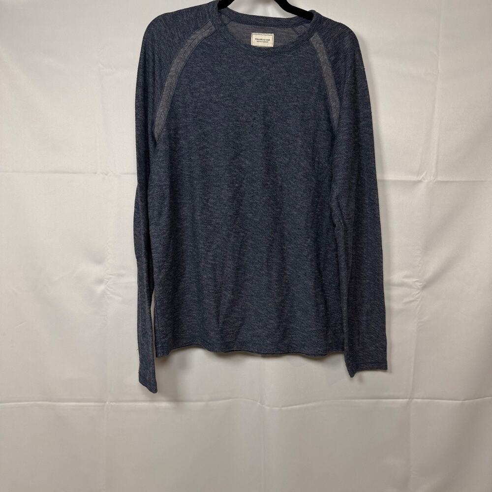 Frank & Oak Men’s Long Sleeve Crewneck Shirt Size L Navy Heathered Raglan Sleeve